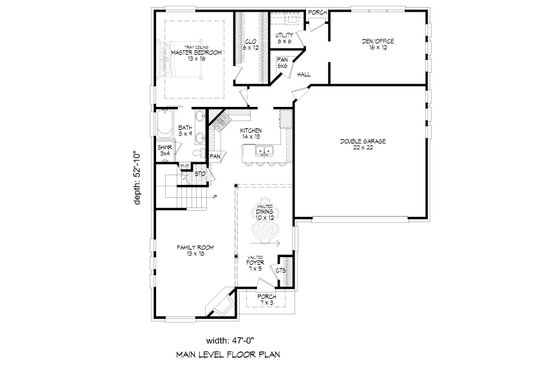 Floor Plan - Main Floor for Contemporary House Plan #932-172 - 3 bed, 2 bath