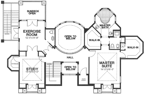 European Floor Plan - Upper Floor Plan #115-180