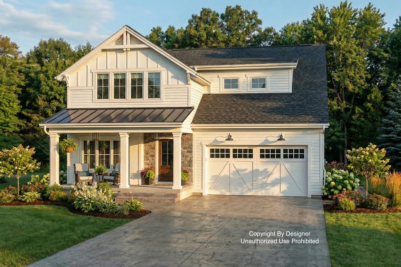 House Blueprint - Farmhouse Exterior - Front Elevation Plan #51-1354