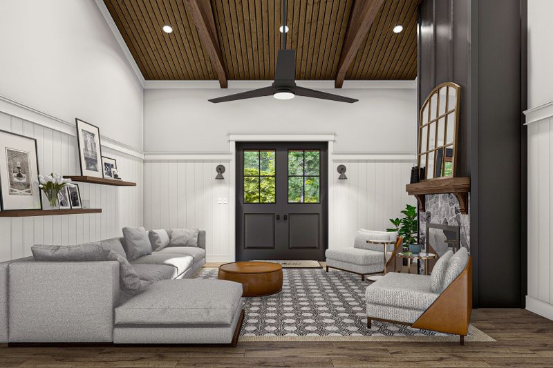 Dream House Plan - Interior - Family Room for Barndominium House Plan #455-552 - 1 bed, 1.5 bath