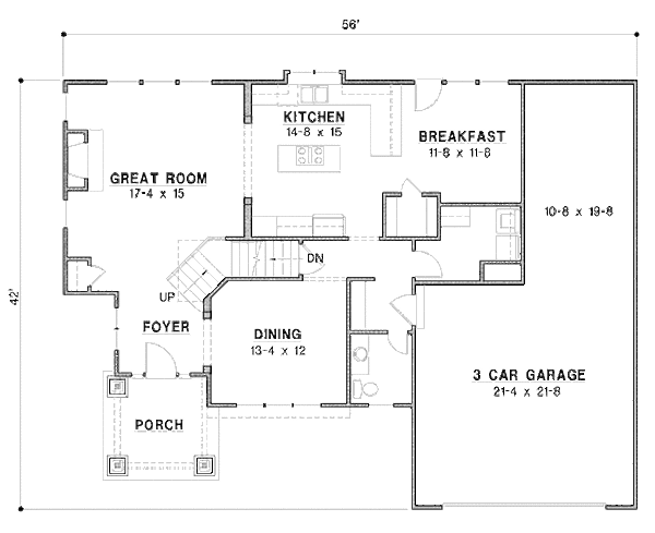 Bungalow Floor Plan - Main Floor Plan #67-884