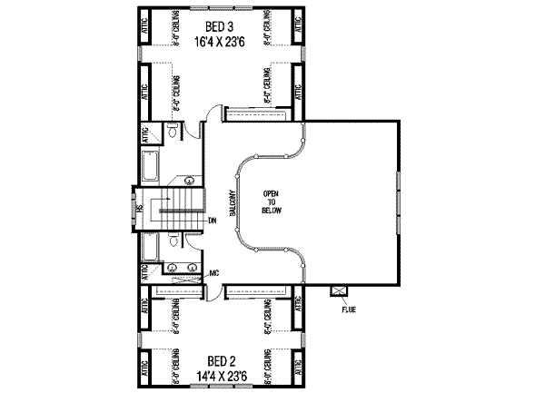 Architectural House Design - Modern Floor Plan - Upper Floor Plan #60-601