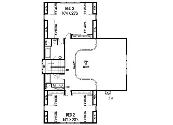 Modern Floor Plan - Upper Floor Plan #60-601