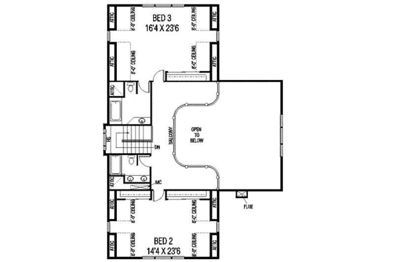 Dream House Plan - Floor Plan - Upper Floor for Modern House Plan #60-601 - 3 bed, 3.5 bath