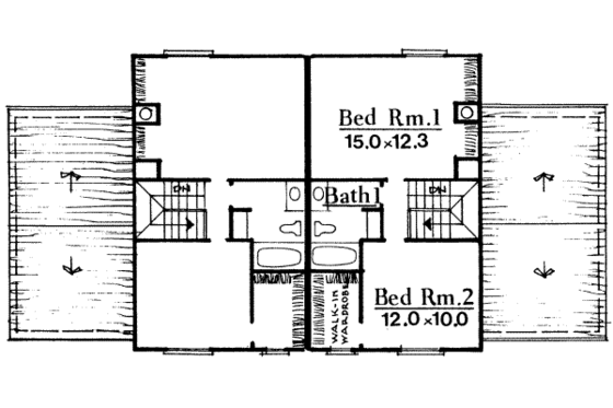 Floor Plan - Upper Floor House Plan #303-227 - 2 bed, 1.5 bath