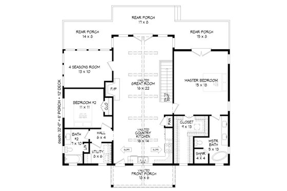 Floor Plan - Main Floor for Country House Plan #932-396 - 2 bed, 2 bath