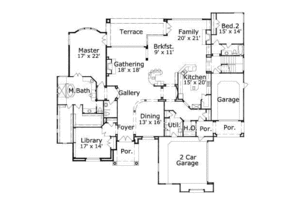 Floor Plan - Main Floor for Mediterranean House Plan #411-136 - 5 bed, 5.5 bath