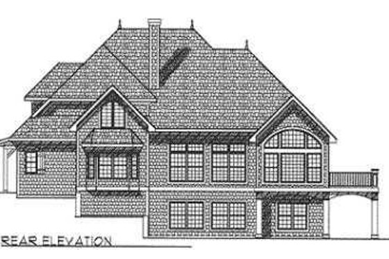 Exterior - Rear Elevation for European House Plan #70-489 - 4 bed, 2.5 bath