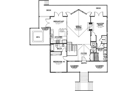 Floor Plan - Main Floor for Cabin House Plan #115-159 - 4 bed, 4.5 bath