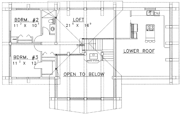 Log Floor Plan - Upper Floor Plan #117-416