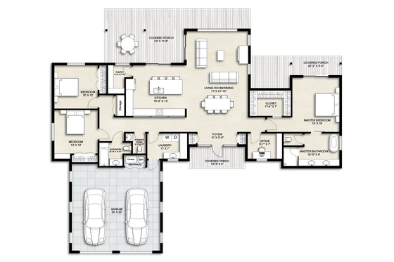 Floor Plan - Main Floor for Modern House Plan #924-26 - 3 bed, 2.5 bath