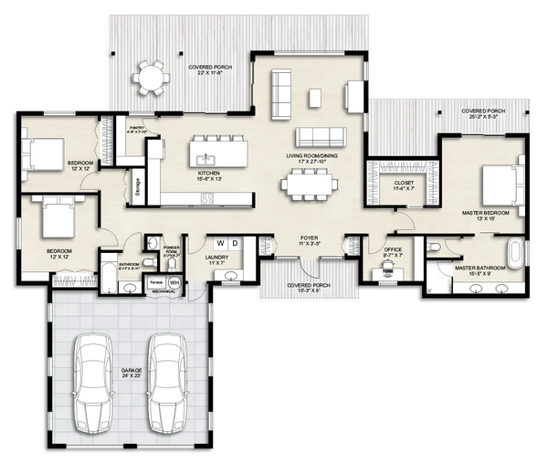 Modern Style House Plan - 3 Beds 2.5 Baths 2163 Sq/Ft Plan #924-26 ...