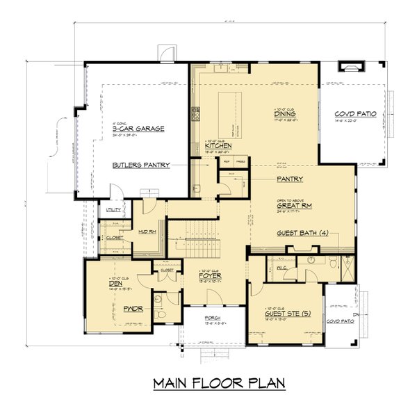 Modern Floor Plan - Main Floor Plan #1066-320