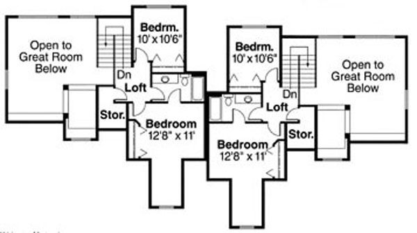 Traditional Floor Plan - Upper Floor Plan #124-809