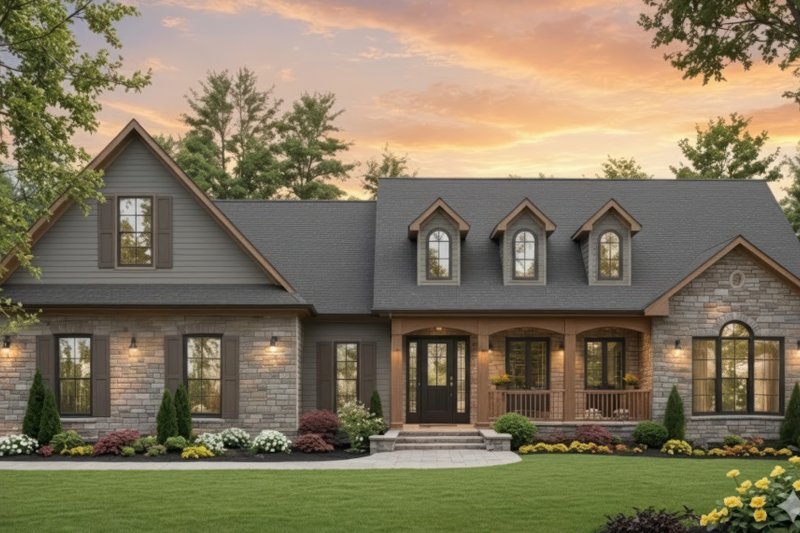 House Blueprint - Country Exterior - Front Elevation Plan #21-605