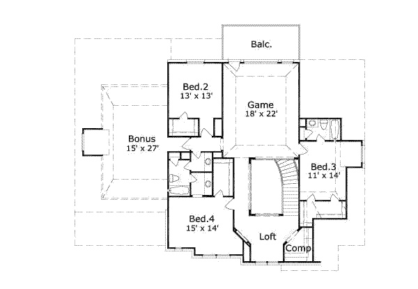 European Floor Plan - Upper Floor Plan #411-110