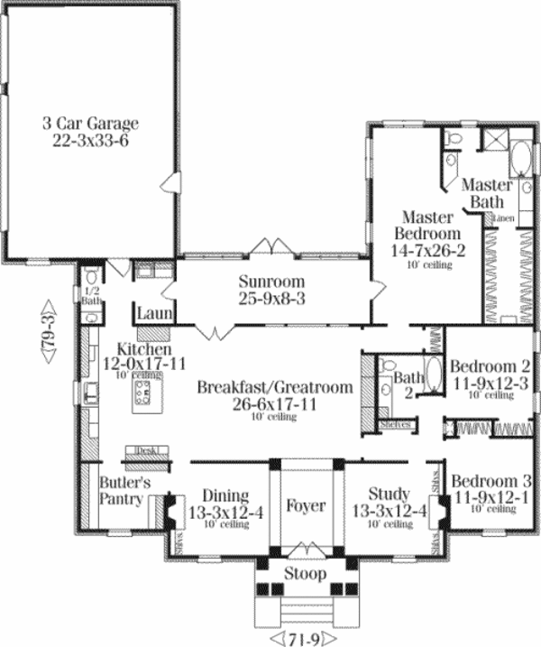 House Blueprint - Southern Floor Plan - Main Floor Plan #406-116