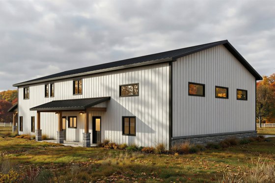 Exterior - Rear Elevation 3 for Barndominium House Plan #1084-19 - 3 bed, 2.5 bath
