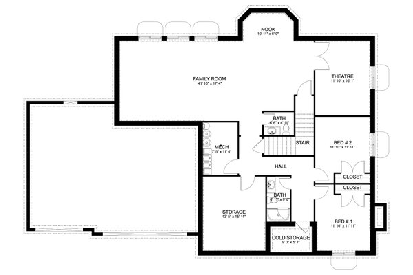Dream House Plan - Traditional Floor Plan - Lower Floor Plan #1060-444