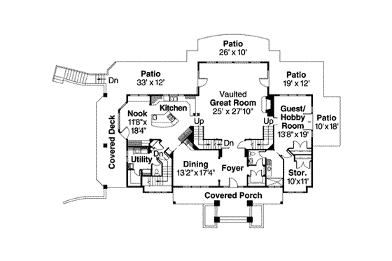Floor Plan - Main Floor for Craftsman House Plan #124-516 - 4 bed, 4.5 bath