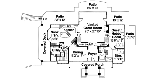 Craftsman Floor Plan - Main Floor Plan #124-516