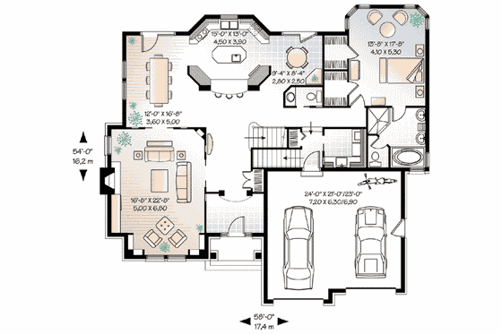 Floor Plan - Main Floor for European House Plan #23-408 - 4 bed, 3.5 bath