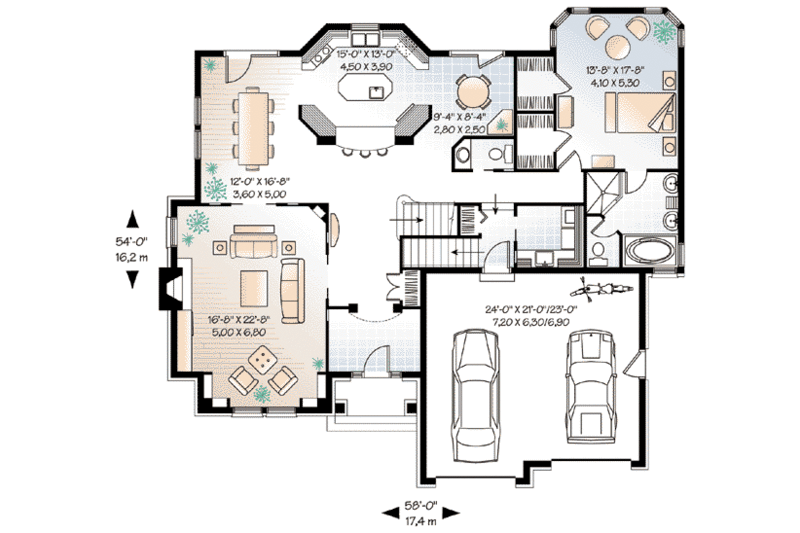 Home Plan - Floor Plan - Main Floor for European House Plan #23-408 - 4 bed, 3.5 bath