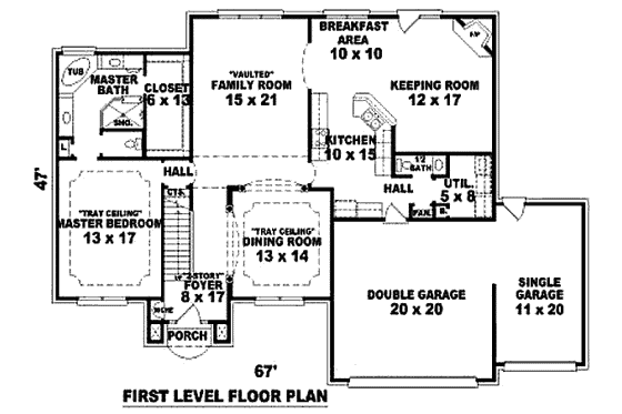 Floor Plan - Main Floor for Traditional House Plan #81-13742 - 4 bed, 2.5 bath