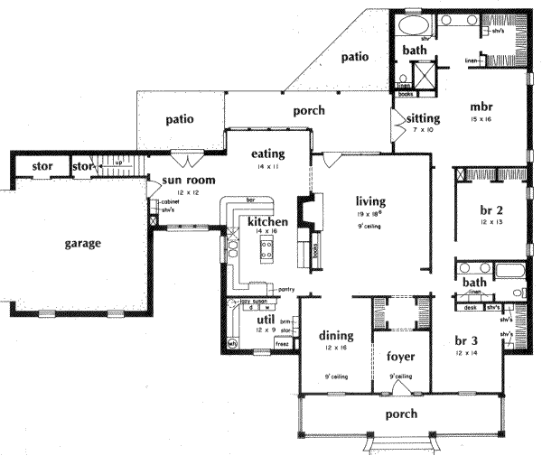 Southern Floor Plan - Main Floor Plan #36-301