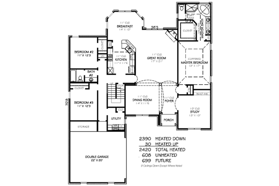 Floor Plan - Main Floor for Traditional House Plan #424-369 - 3 bed, 2 bath