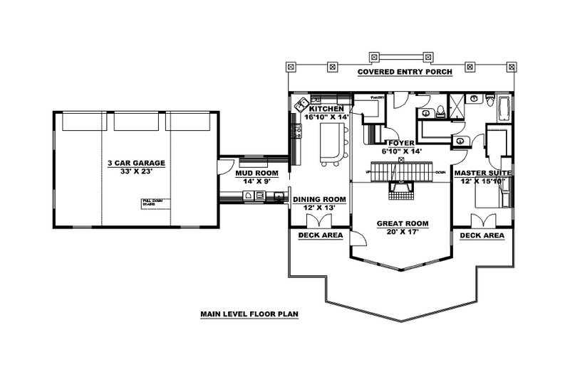 Architectural House Design - Floor Plan - Main Floor for Farmhouse House Plan #117-942 - 4 bed, 3 bath