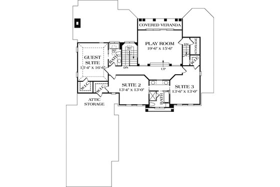 Floor Plan - Upper Floor for Colonial House Plan #453-17 - 5 bed, 4.5 bath