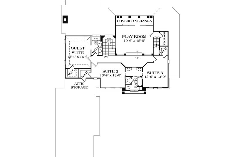 Home Plan - Floor Plan - Upper Floor for Colonial House Plan #453-17 - 5 bed, 4.5 bath