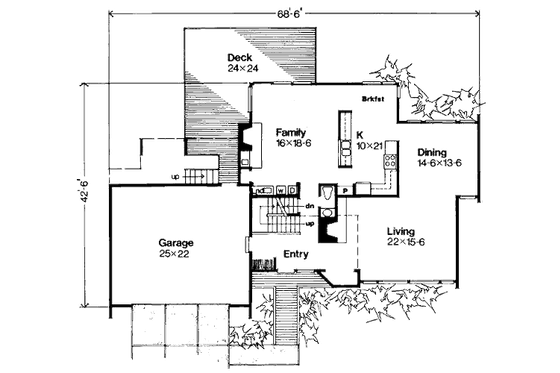 Floor Plan - Main Floor for Modern House Plan #320-429 - 3 bed, 2.5 bath