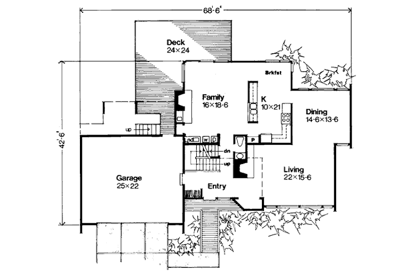 Home Plan - Floor Plan - Main Floor for Modern House Plan #320-429 - 3 bed, 2.5 bath