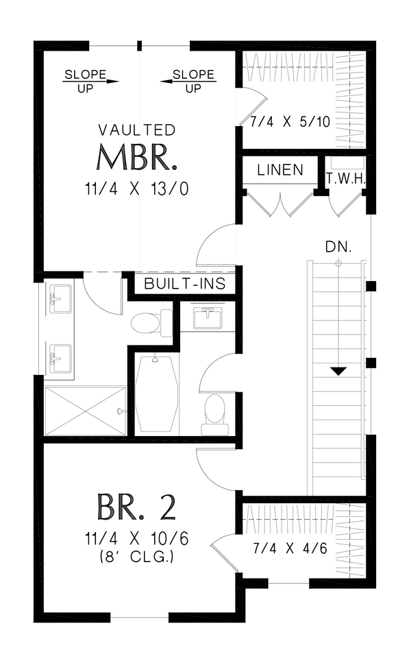 Architectural House Design - Cottage Floor Plan - Upper Floor Plan #48-1102
