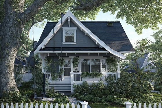 Exterior - Front Elevation 4 for Cottage House Plan #515-59 - 2 bed, 1 bath