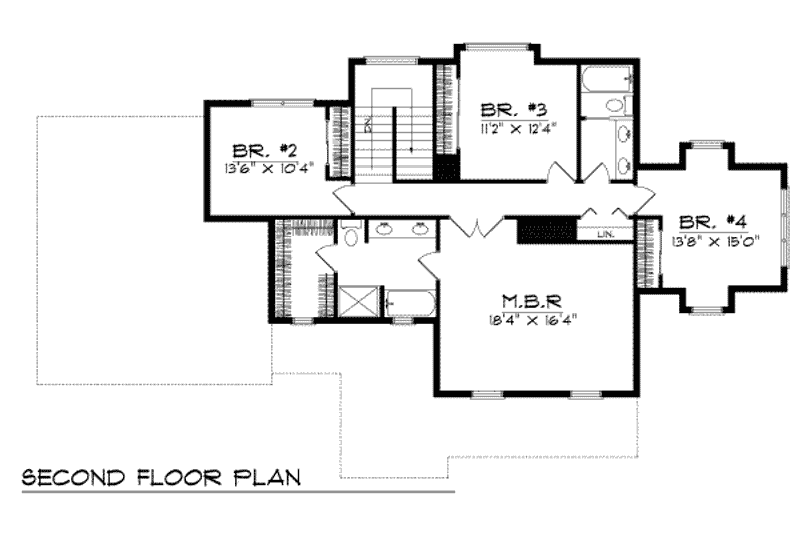 Home Plan - Floor Plan - Upper Floor for Country House Plan #70-365 - 4 bed, 2.5 bath