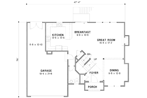 Floor Plan - Main Floor for Traditional House Plan #67-874 - 2 bed, 2.5 bath