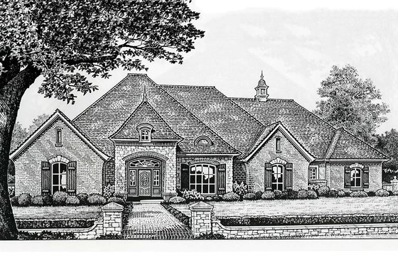 Exterior - Front Elevation for European House Plan #310-385 - 4 bed, 3 bath