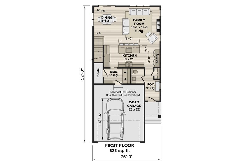 Dream House Plan - Floor Plan - Main Floor for Farmhouse House Plan #51-1542 - 3 bed, 2.5 bath