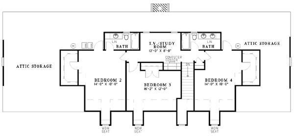 Traditional Floor Plan - Upper Floor Plan #17-298