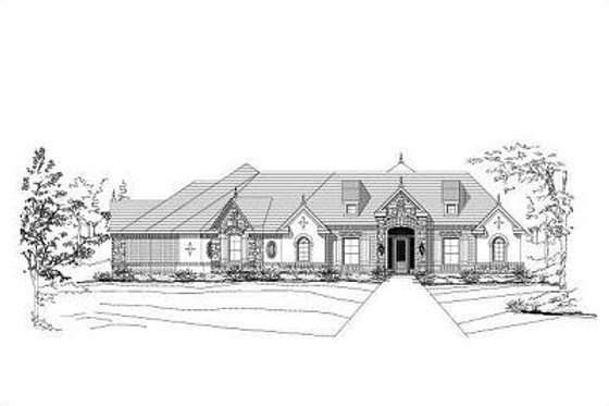 Exterior - Front Elevation for European House Plan #411-311 - 4 bed, 4.5 bath