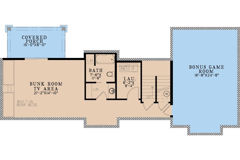 House Blueprint - Floor Plan - Lower Floor for Cottage House Plan #923-345 - 2 bed, 2.5 bath