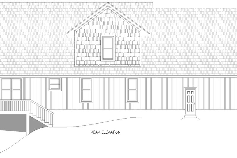 House Design - Exterior - Rear Elevation 1 for Country House Plan #932-1061 - 3 bed, 2.5 bath