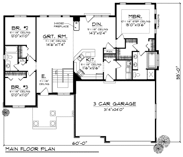 Home Plan - Traditional Floor Plan - Main Floor Plan #70-714