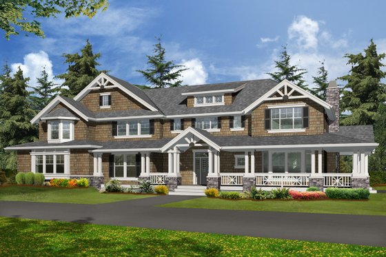 Exterior - Front Elevation for Craftsman House Plan #132-213 - 4 bed, 3.5 bath