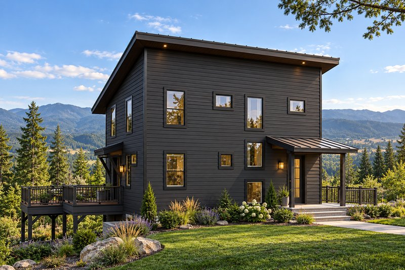 Home Plan - Exterior - Front Elevation 3 for Contemporary House Plan #124-1169 - 5 bed, 3.5 bath