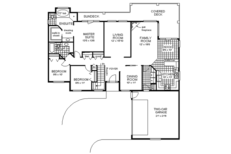 Home Plan - Floor Plan - Main Floor for Ranch House Plan #18-152 - 3 bed, 2 bath