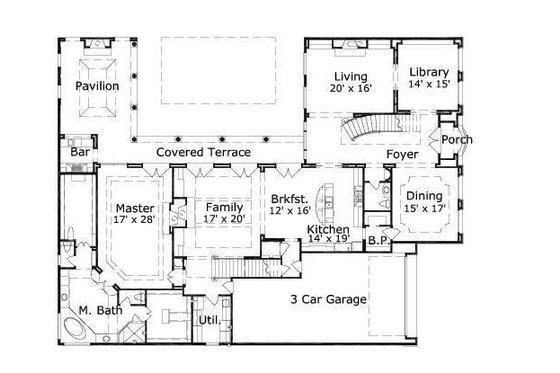 Floor Plan - Main Floor for European House Plan #411-698 - 4 bed, 4.5 bath